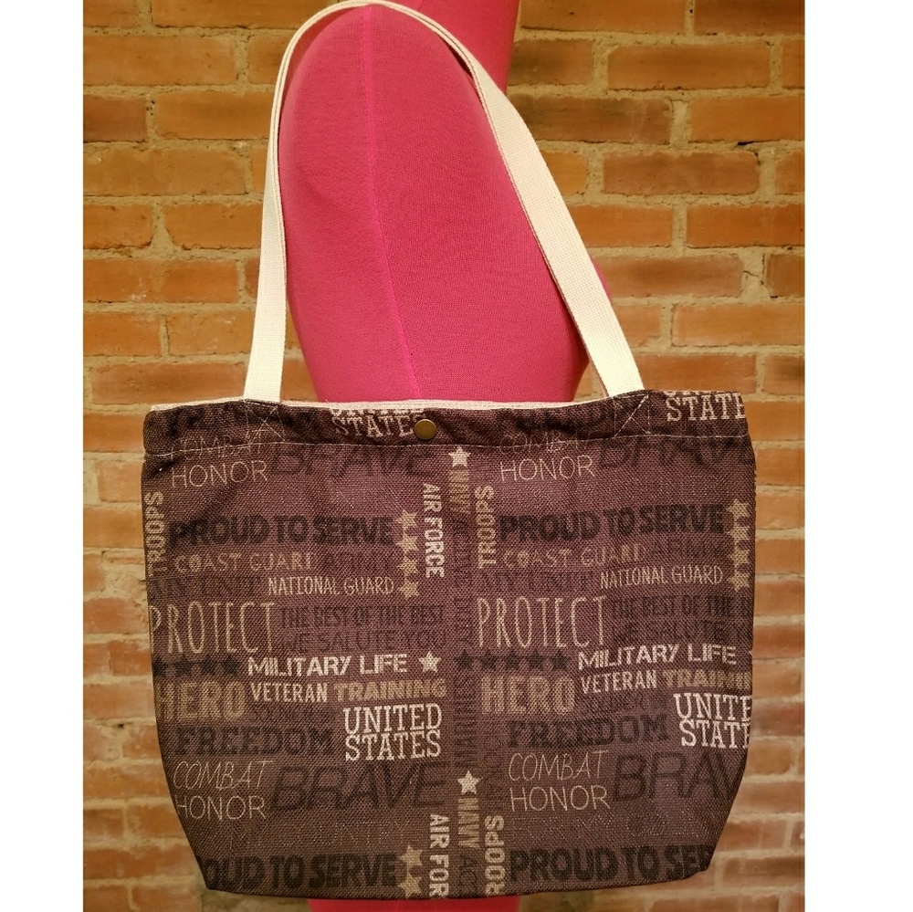 Adorable Military themed Canvas Tote Bag